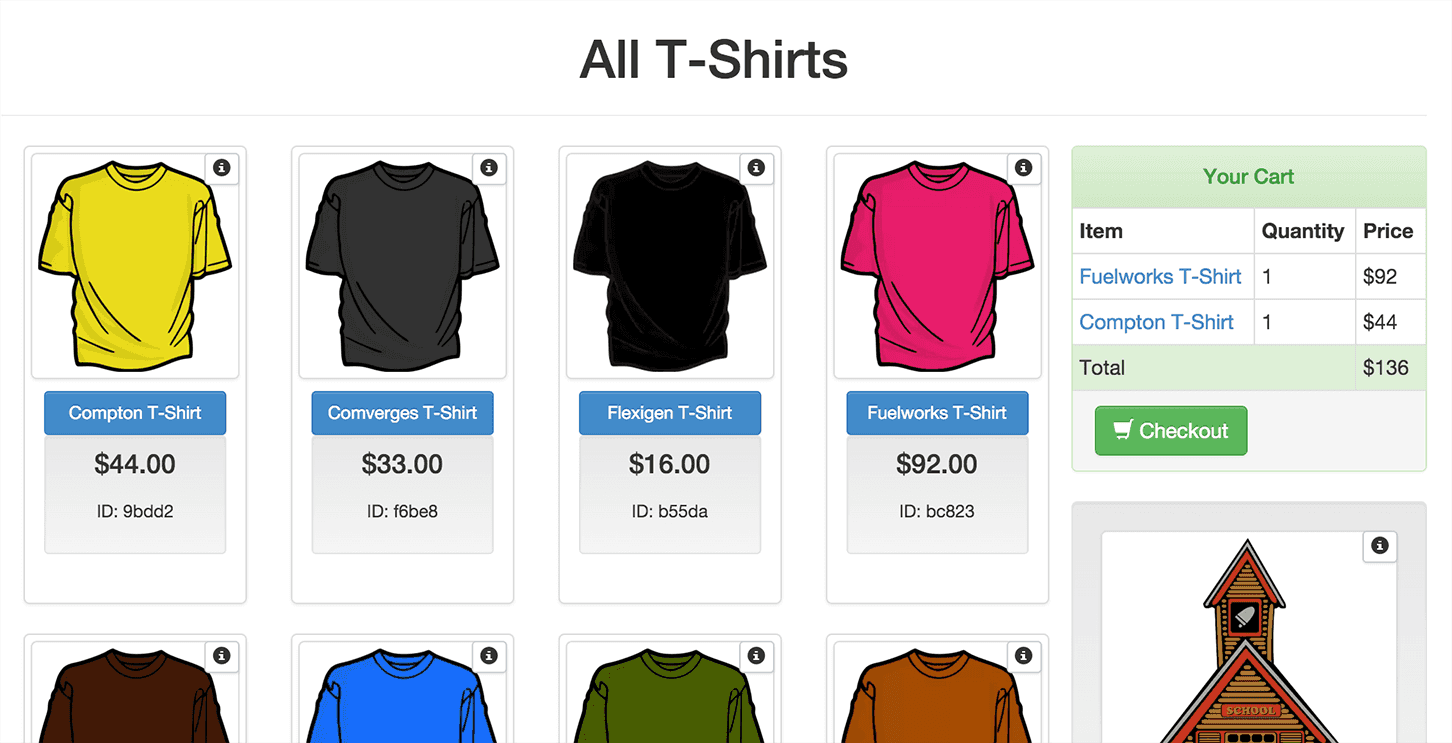 A screenshot from the Enhanced Ecommerce demo.